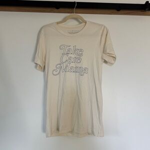 Take care mama graphic tee in cream and blue